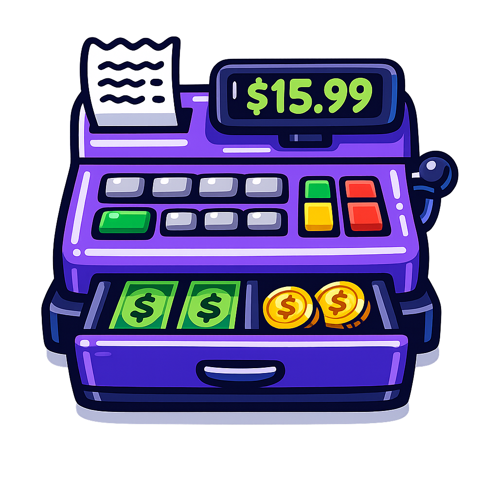 Payment provider logos and checkout illustration